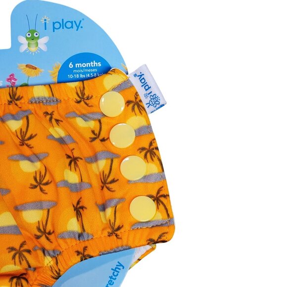 iPlay Swim Diaper Orange Sunset Palm Tree Print Size 6M – Reusable Infant Swimsu - Picture 3 of 4